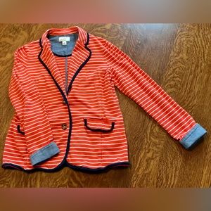 L.L. Bean Sweater Blazer in soft Cotton w/ Chambray Details XS